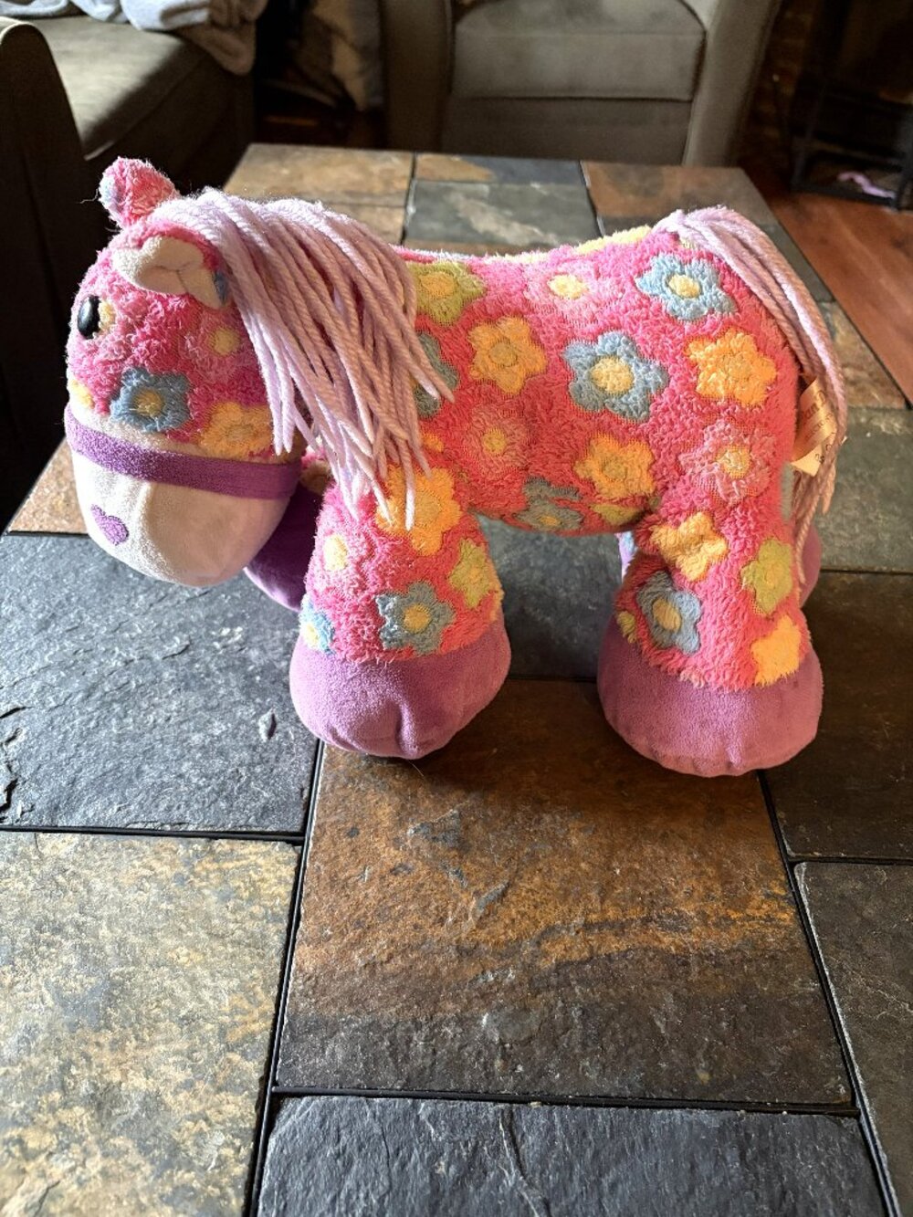 Dan Dee Collector's Choice floral horse pony plush pink purple yarn mane 2014